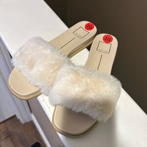 Dolce Vita Cream Fluffy Sandals